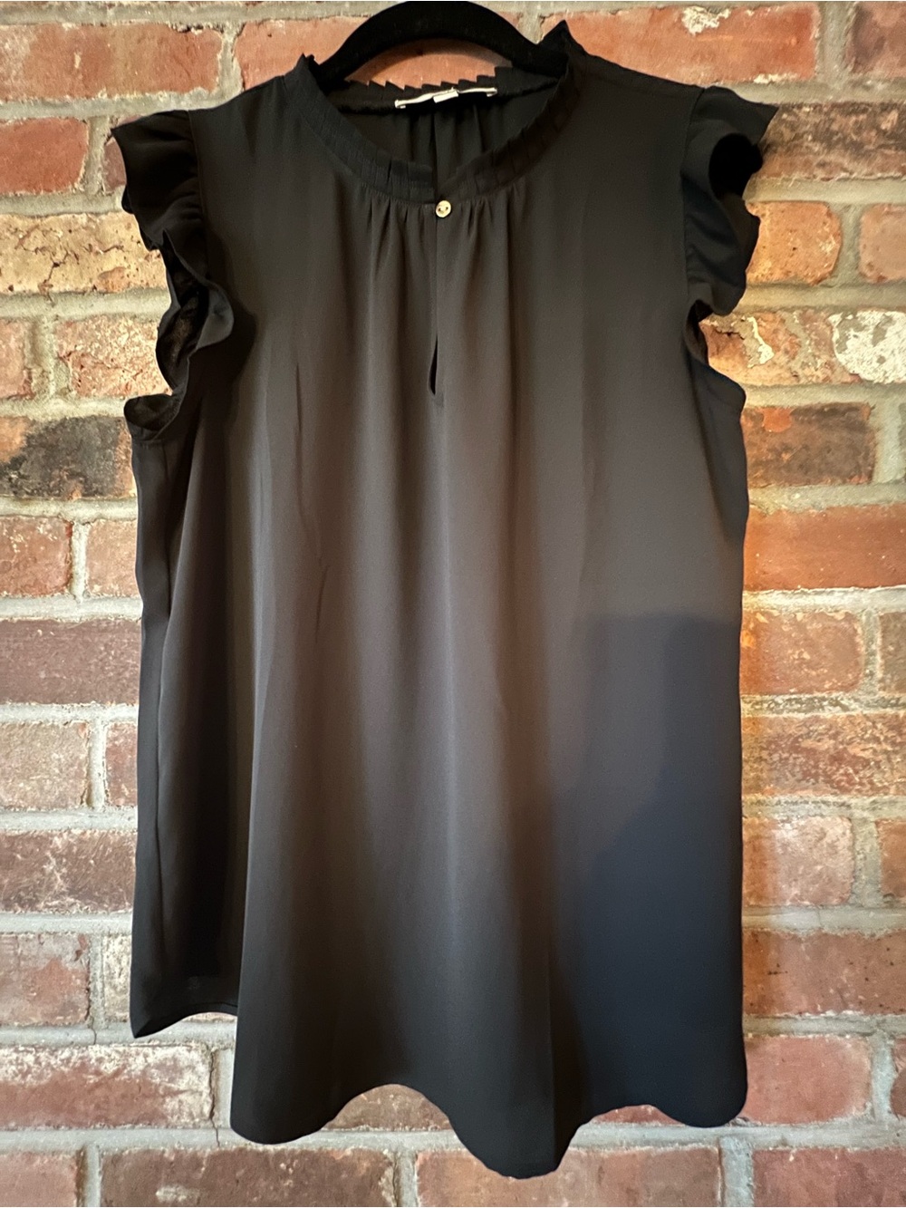 LOFT Black Flutter Sleeve Blouse